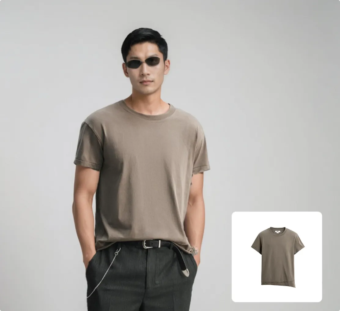 AI fashion model in urban setting