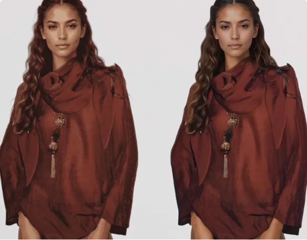 Before and after upscaling demonstration