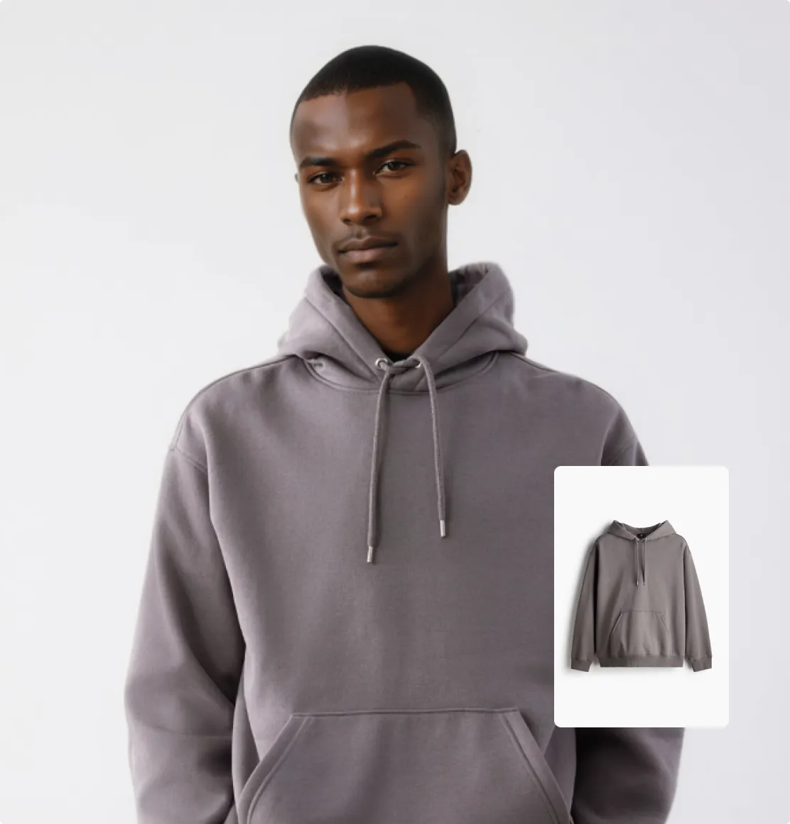 Man wearing gray hoodie